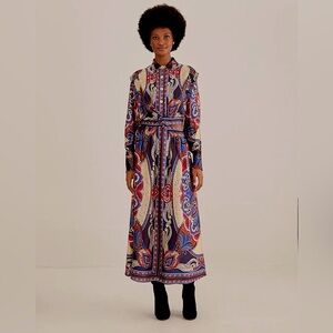 FARM Rio Maxi Dress - Intricate Button Detailing - Side Cut Out - Holidays